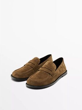 Massimo Dutti Women's Suede Penny Loafers - Brown 9 US 40 euro